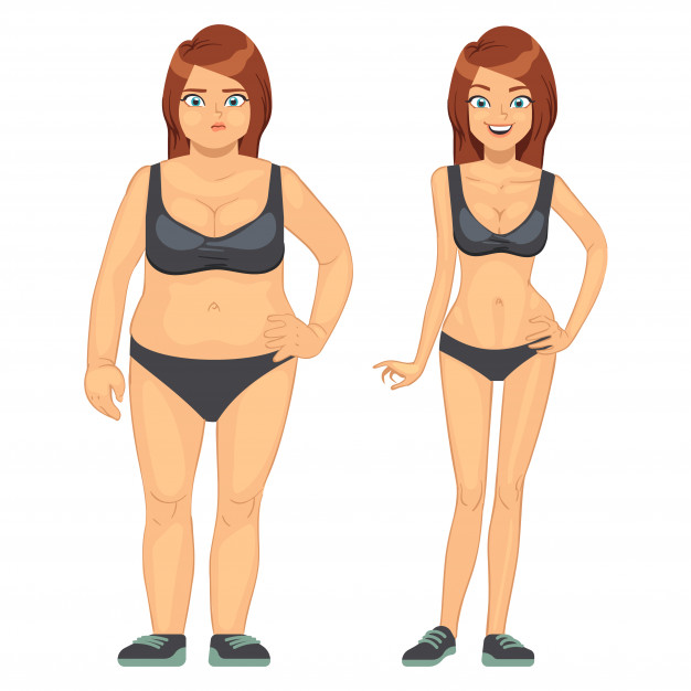 chica antes y después de eliminar grasa corporal